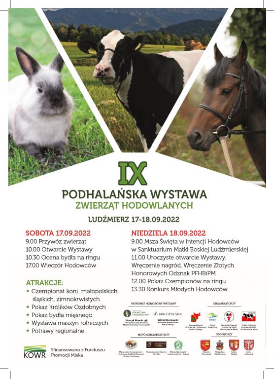 Plakat - wystawa czerwonego bydła, sobota - niedziela 17 -18.09.2022, Ludźmierz