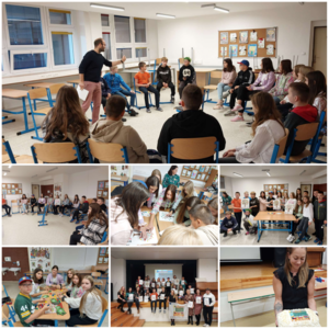 Druga mobilność uczniów ze Szlembarku w ramach programu Erasmus+  kolaż zdjęć z warsztatów