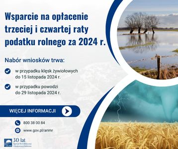 ulotka wsparcie na opłacenie trzeciej i czwartej raty podatku rolnego​