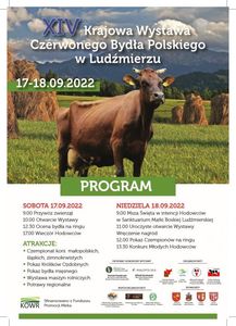 Plakat - wystawa czerwonego bydła, sobota - niedziela 17 -18.09.2022, Ludźmierz
