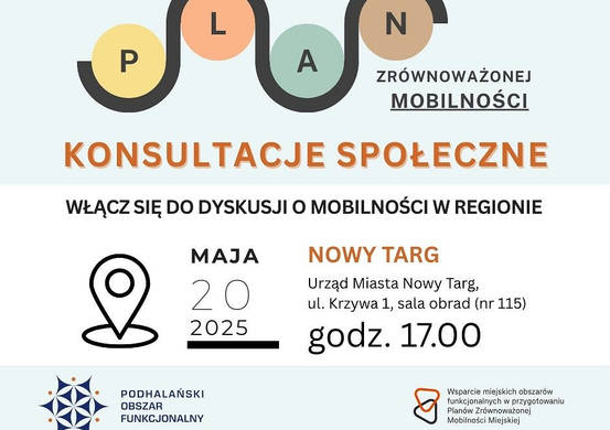 Konsultacje Społeczne Planu Zrównoważonej Mobilności Podhalańskiego Obszaru Funkcjonalnego