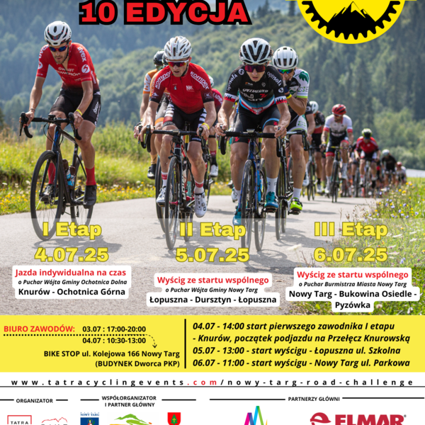 Obraz główny aktualności o tytule Jubileuszowa X edycja Nowy Targ Road Challenge już wkrótce!