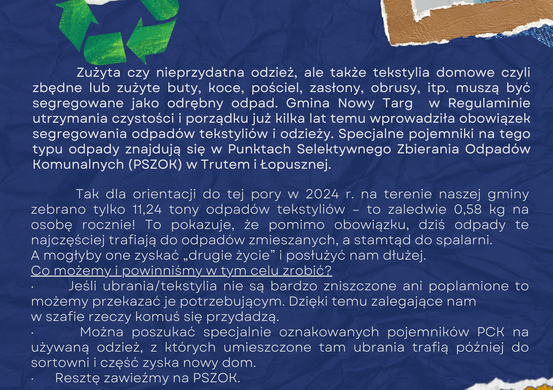 Obowiązek segregacji odzieży i tekstyliów od 01.01.2025 r.