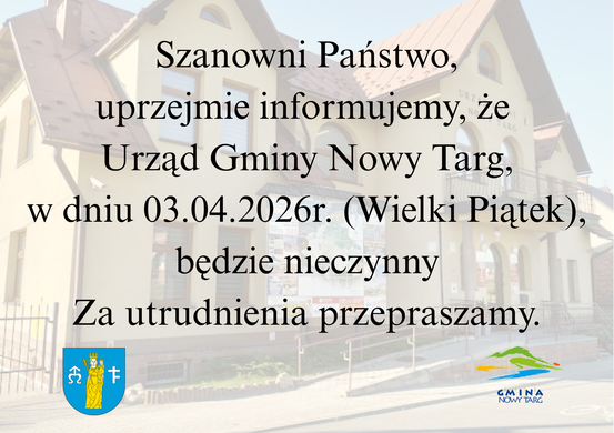 Praca Urzędu Gminy Nowy Targ w dniu 03.04.2026