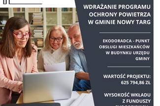 Dofinansowanie do Ekodoradcy w Gminie Nowy Targ - Wdrażanie Programu Ochrony Powietrza w Gminie Nowy Targ
