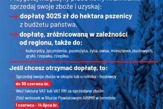 Ogłoszenie Ministerstwa Rolnictwa i Rozwoju Wsi w sprawie nowych stawek dopłat do zbóż