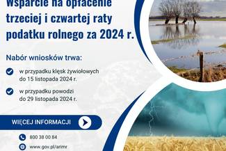 Ogłoszenie Agencji Restrukturyzacji i Modernizacji Rolnictwa w przedmiocie dopłat dla rolników dotkniętych klęskami żywiołowymi