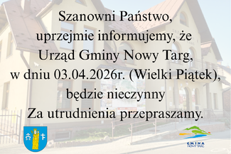 Praca Urzędu Gminy Nowy Targ w dniu 03.04.2026