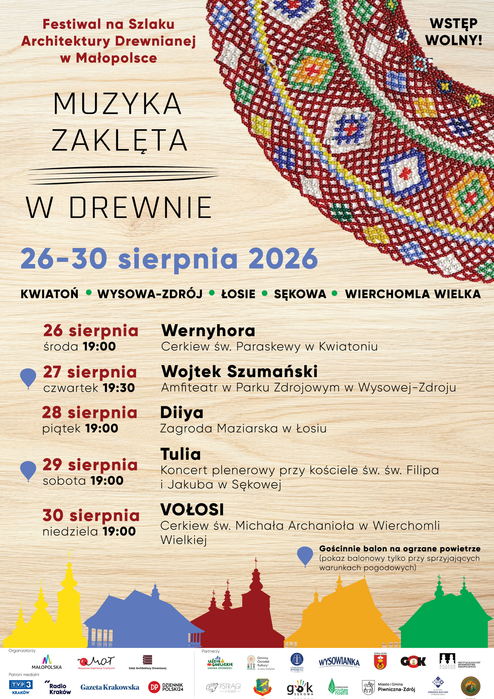 Plakat Festiwal na Szlaku Architektury Drewnianej w Małopolsce