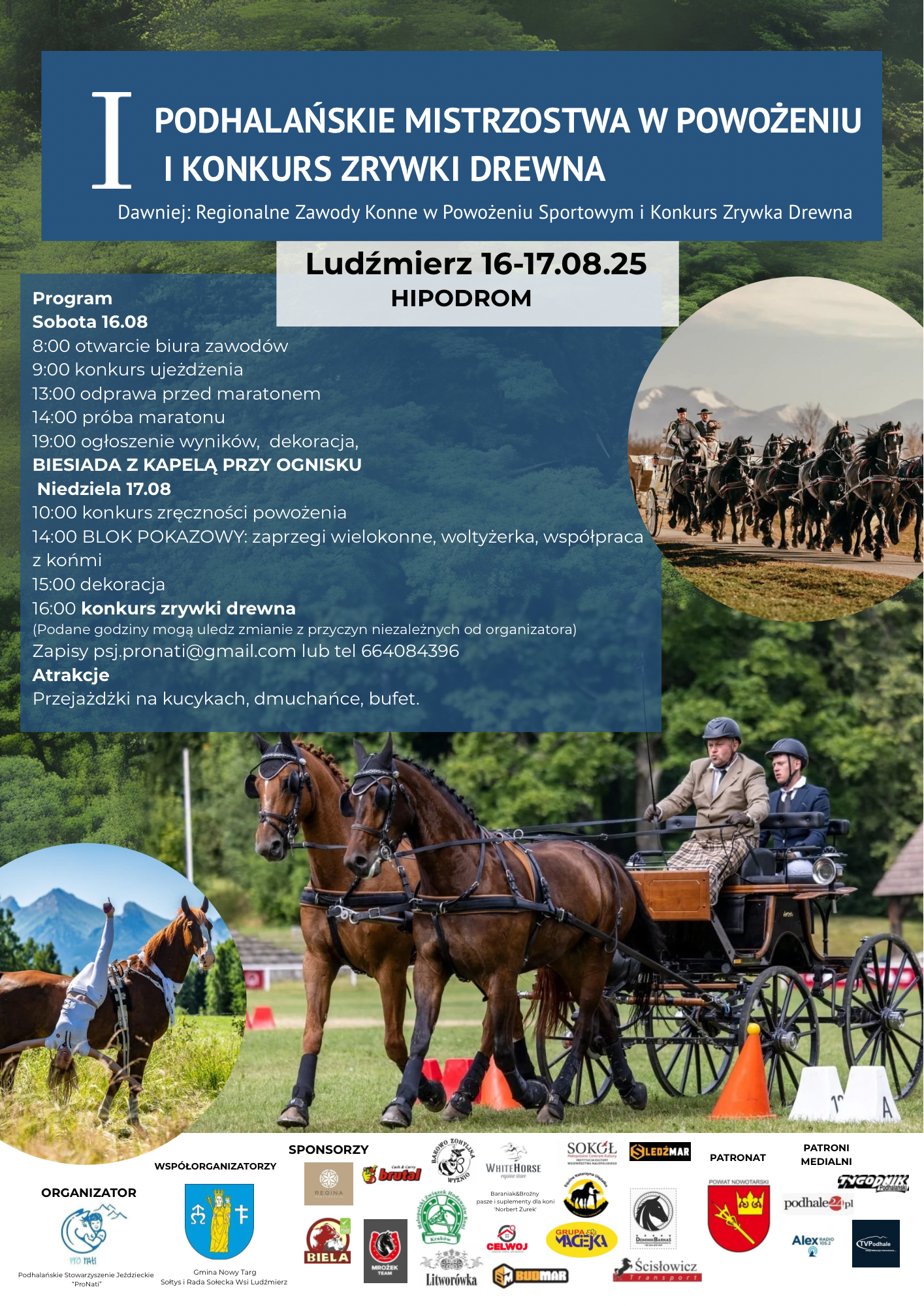 Plakat I Podhalańskie Mistrzostwa w Powożeniu oraz Konkurs Zrywki Drzewa