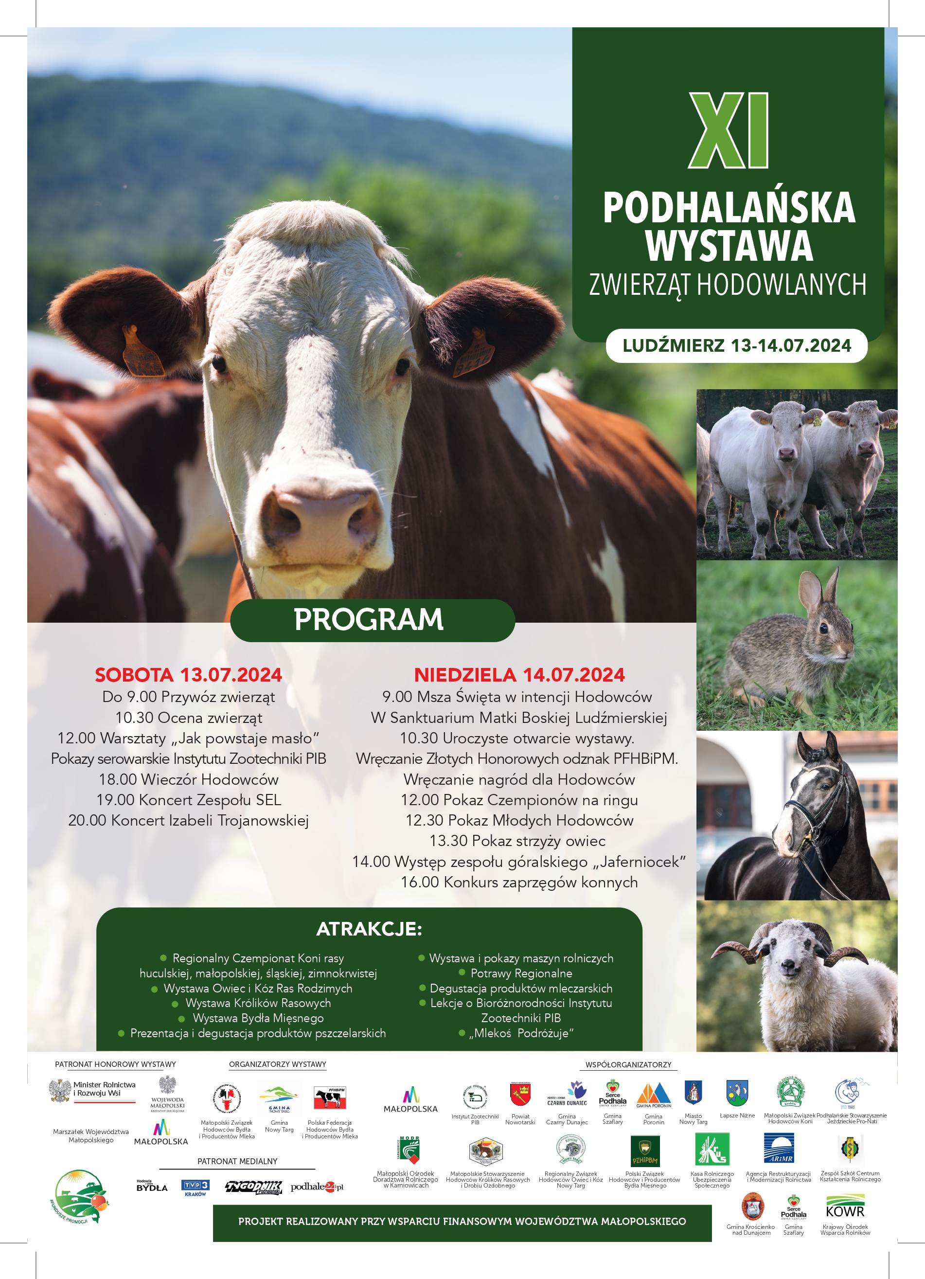 Plakat podhalaśniej wystway zwierząt hodowlanych Ludźmierz 13-14.07.2024