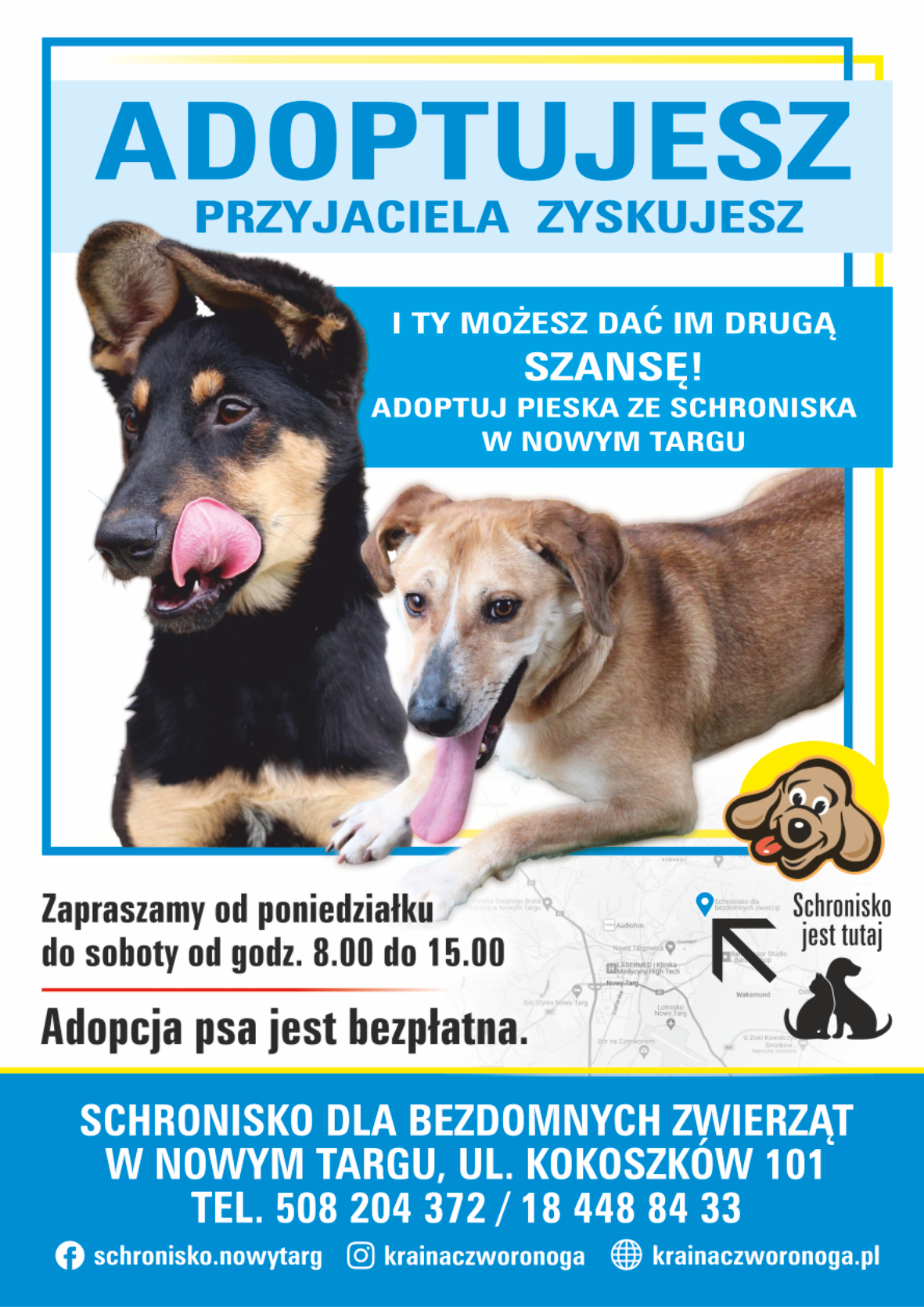 Plakat Adoptujesz - przyjaciela zyskujesz!