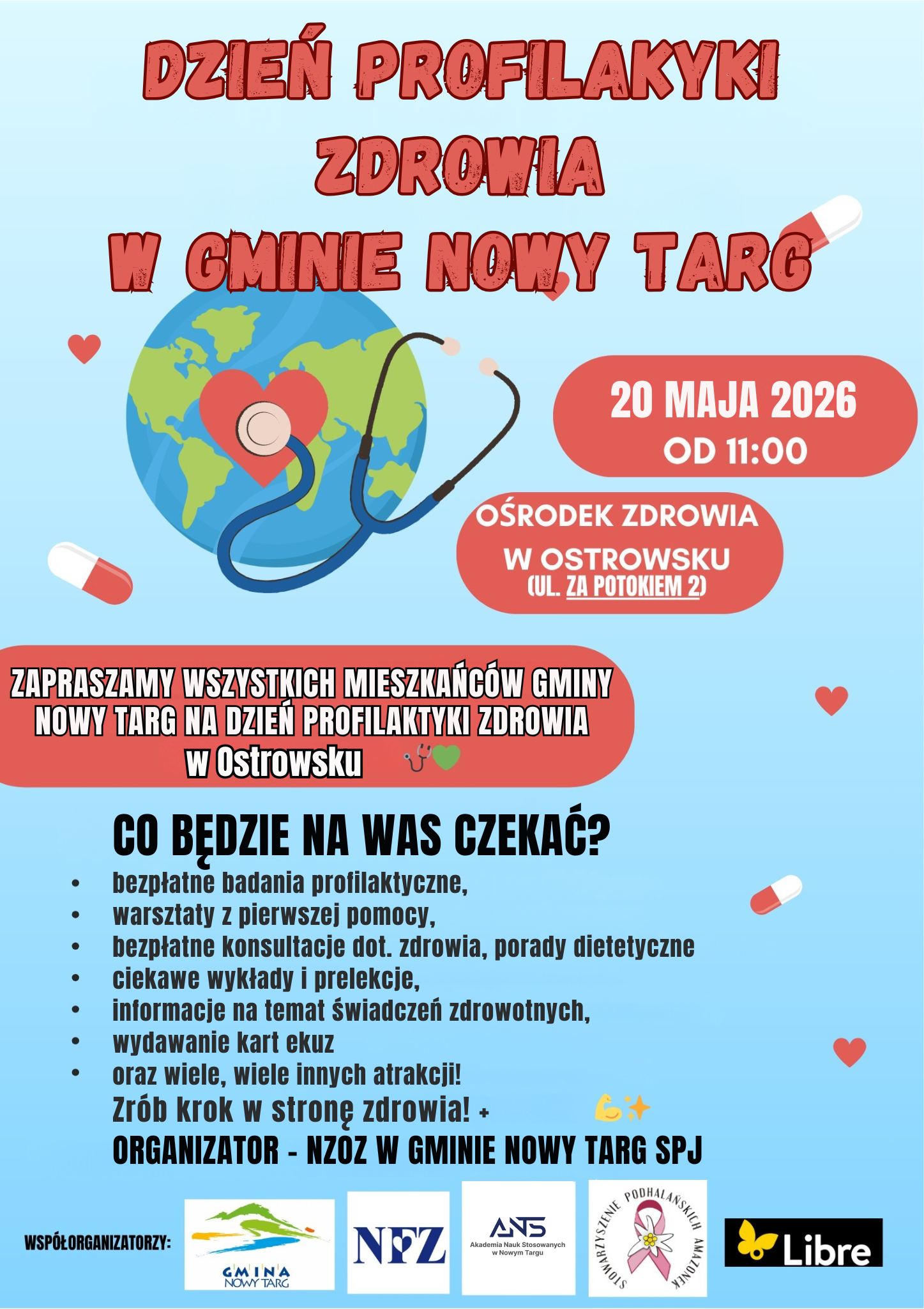 Plakat dzień profilaktyki zdrowia w gminie nowy targ