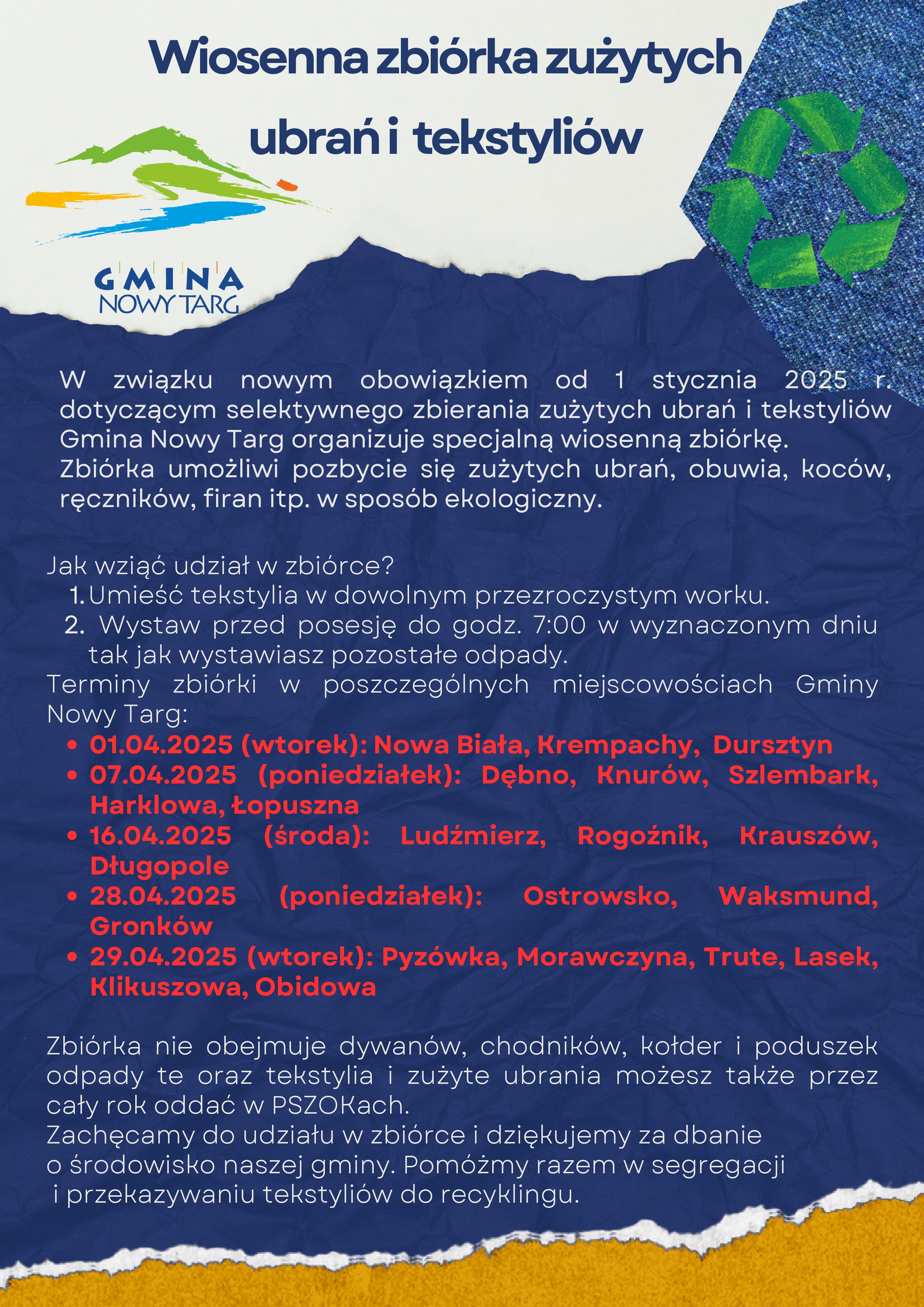 Wiosenna zbiórka tekstyliów