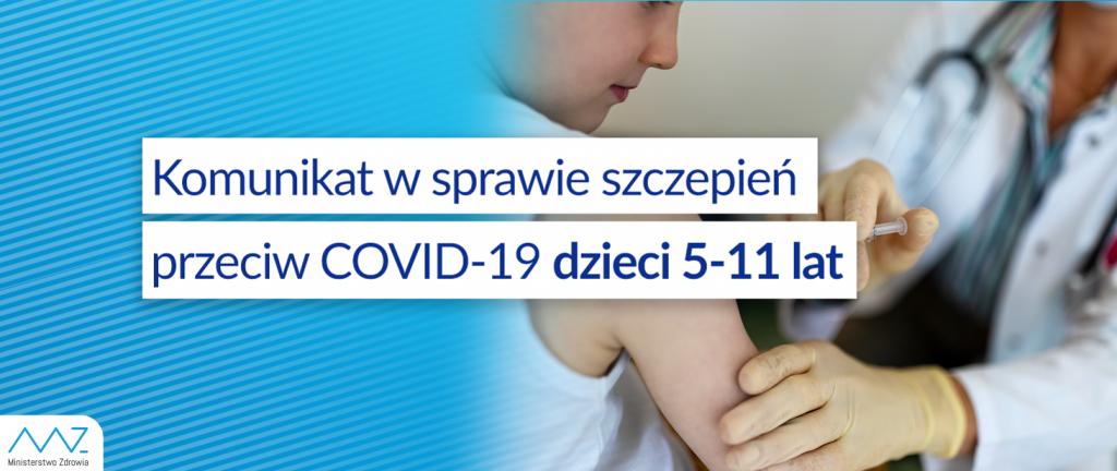 Komunikat w sprawie szczepiń COVID-19 dzieci w wieku 5-11 lat - plakat