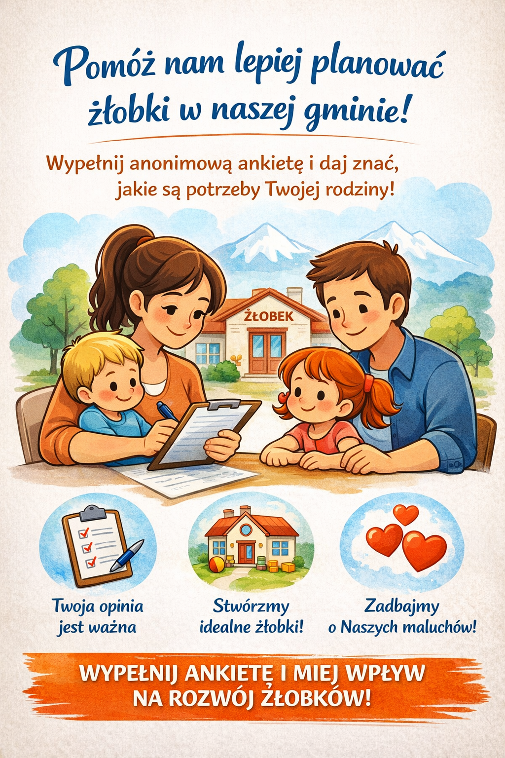 Plakat zachęcający do wzięci udziału w ankiecie