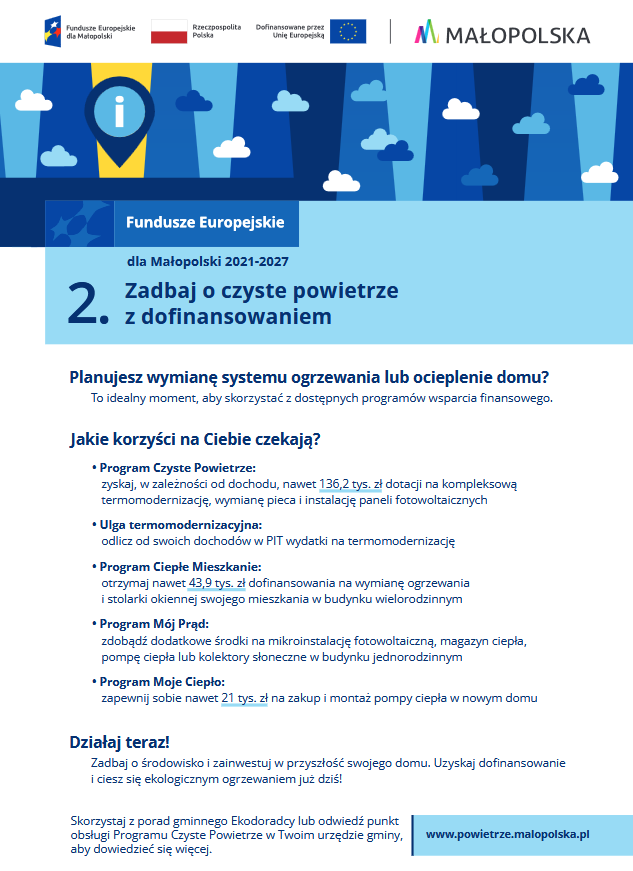 Plakat Zadbaj o czyste powietrze z dofinansowaniem