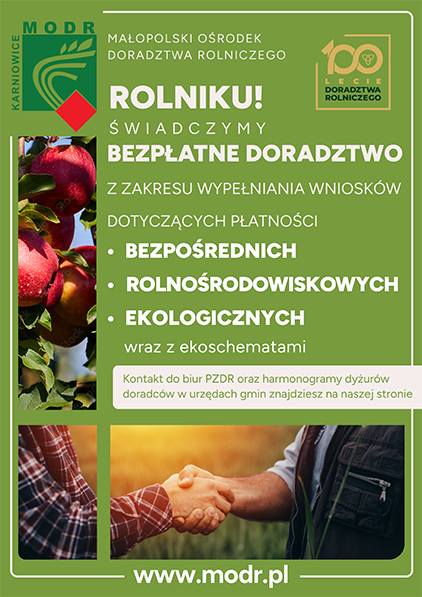 Plakat rolniku świadczymy bezpłatne doradctwo