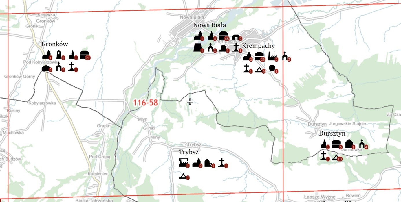 mapa badań archeologicznych